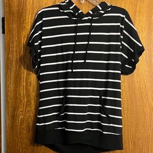 Black and White Short Sleeve Boxy Hoodie